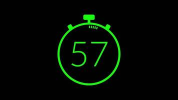 60 second countdown timer with a green digital stopwatch suitable for web design, presentations, time content creation, social media posts needing a timerelated element video