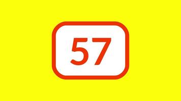 60 second countdown timer featuring bold red numbers inside a rounded white box on yellow background perfect for educational, kids content, animated explainers, and presentation video