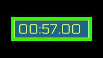 1 minute countdown timer with digital display perfect for websites, presentations, time management concepts, urgency reminders and social media content creation video