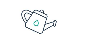 Watering can animated icon. animated icon related to agriculture. alpha channel, transparent background video