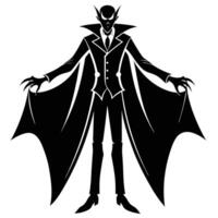 A vampire in a suit with wings and a hat vector