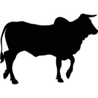 A black silhouette of a bull standing on a white background vector