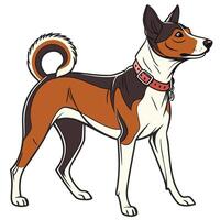 A cartoon dog with a red collar standing on a white background vector