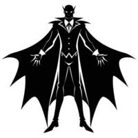 A silhouette of a batman with a cape and mask vector