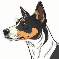 A dog with a black and white face and brown ears vector