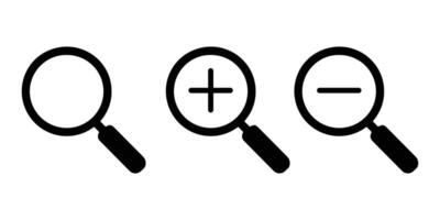 Search icon set . magnifying glass, zoom in, zoom out icon set vector
