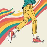 Stylish Person Running with Colorful Background vector