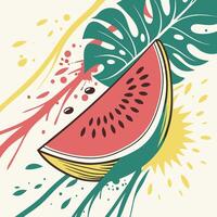 Colorful Watermelon Slice with Abstract Splash vector