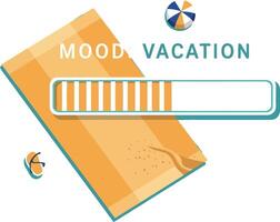 Vacation mood progress bar with beach towel and umbrella illustration for tshirt projects vector