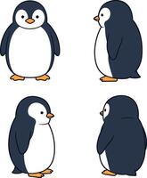 Cute penguin illustrations for t-shirt and mug print projects in multiple poses vector