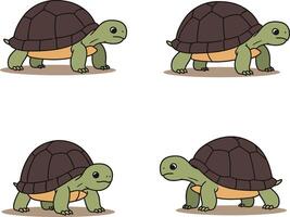 Turtle illustration set ideal for t-shirt printing and craft projects with cute reptile designs vector