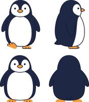 Cute penguin collection ideal for t-shirt prints and similar projects in flat design style vector