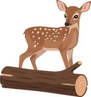 Deer standing on log forest animal illustration suitable for tshirt printing projects vector