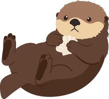 Otter holding seashell illustration ideal for t-shirt printing projects and creative designs vector