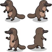 Platypus cartoon illustrations ideal for t-shirt printing and creative projects vector