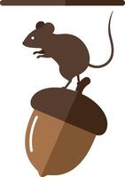 Mouse Sitting on Acorn Illustration for and T-shirt Printing Design vector