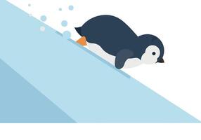 Penguin sliding down snowy slope illustration for playful t-shirt and print design projects vector