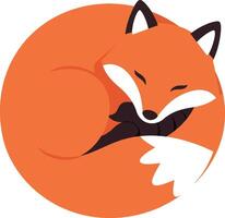 Sleeping fox curled up in a circle illustration for tshirt printing and design projects vector