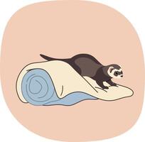 Ferret lying on rolled blanket illustration ideal for t-shirt and print projects vector