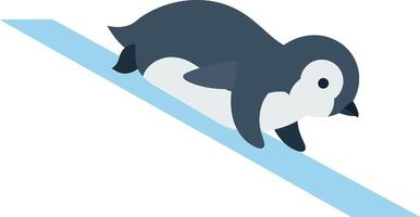 Penguin sliding on ice illustration for tshirt print and projects vector
