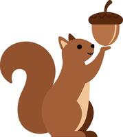 Squirrel holding large acorn illustration for tshirt print and craft projects vector