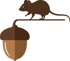Mouse Sitting on Acorn Illustration for T-shirt Print and Craft Projects Design vector