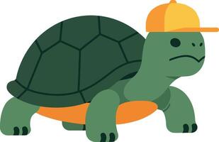 Turtle wearing yellow cap illustration for tshirt and print projects design inspiration vector