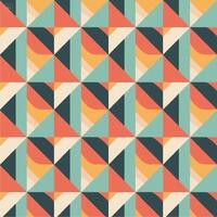 Vibrant retro tribal geometric pattern, mid-century modern color palette, seamless textile design, abstract ethnic motifs, symmetrical layout, bold vintage shapes, high contrast, flat art . vector