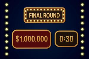 Vintage final round game show screen with prize and timer vector