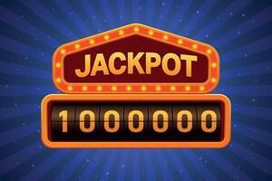 Jackpot game screen with glowing lights and million dollar display vector