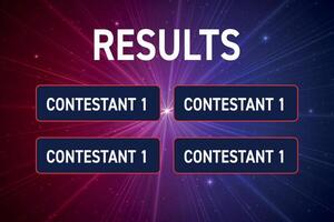 Game show results screen with contestant names and burst background vector