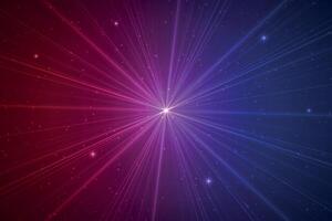 Radiant burst background with blue and red glowing star rays vector