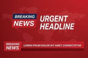 Breaking News Template with Red World Map Background vector