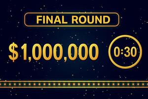 Final game show round with million-dollar prize countdown vector