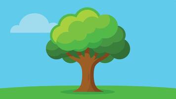 Cartoon 2d tree and sky background design vector