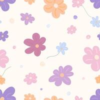 Seamless floral pattern with colorful spring flowers on milk background vector