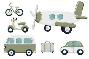 Set of retro transportation elements, isolated on white background vector