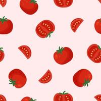 Seamless pattern with tomatoes on light pink background vector