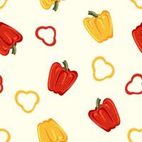 Seamless pattern with sweet peppers on light yellow background vector