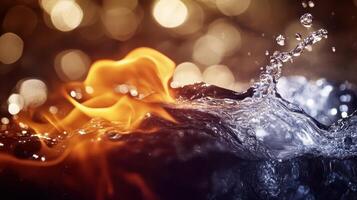 Elemental Clash Fire and Water Embrace in a Dance of Destruction and Creation photo