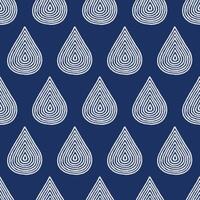 Hand drawn brush lines abstract raindrops seamless pattern in blue and white, Japanese and ethnic folk wood carving, block print texture background, simple graphic for carpet, textile vector