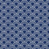 Hand drawn brush lines abstract regular Japanese traditional waves and water seamless pattern, oriental and ethnic block print texture background in blue and white, simple graphic for decoration vector