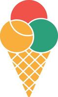 Colorful Ice Cream Cone Illustration With Three Scoops Design vector