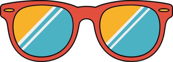 Stylish Sunglasses With Red Frame And Colorful Lenses Design Element vector