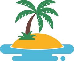 Tropical Island With Palm Tree In Ocean Flat Illustration Design vector