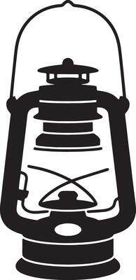 Black And White Silhouette Of A Vintage Kerosene Oil Lantern For Design Elements