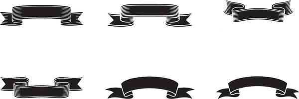 Collection Of Six Black Ribbon Banners With Various Shapes And Styles vector