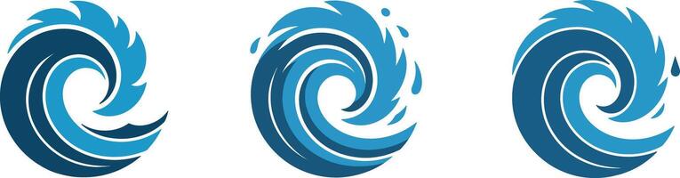 Abstract Blue Water Wave Design Graphic Swirl Icon Set vector