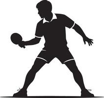 Silhouette Of Table Tennis Player With Racket Ready To Serve Ball vector