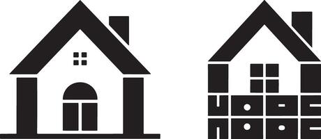Two Minimalist House Icons Representing Hope And Home In Black And White vector
